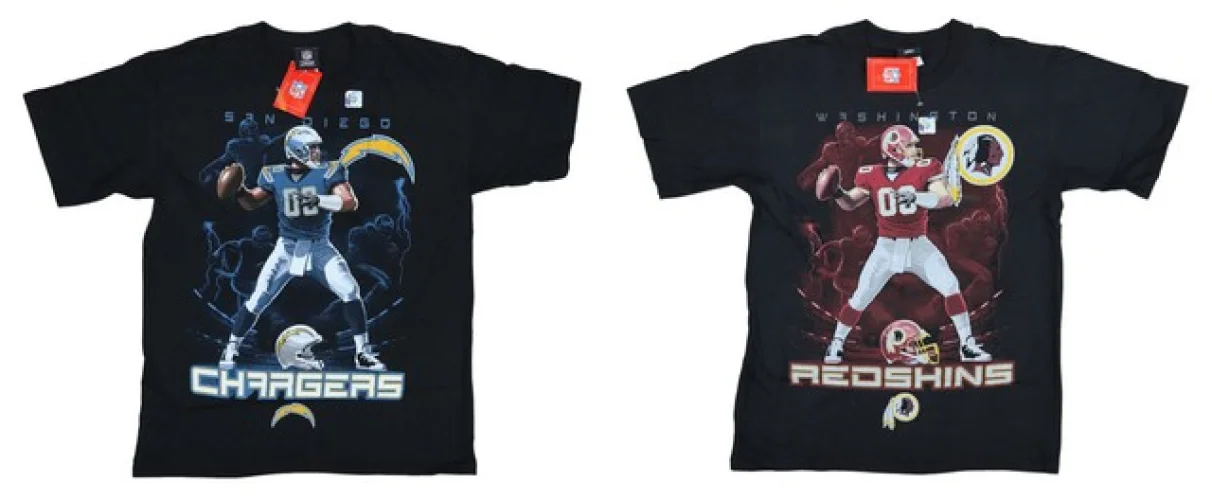 NFL Team Apparel Liquid Blue Quarterback Graphic Crew Neck Men's T-Shirt NWT