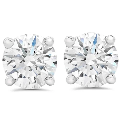 F/VS 2 1/2Ct T.W. Lab Grown Diamond Screw Back 14k White Gold Studs