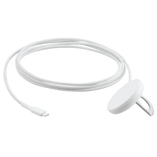 onn 15W Magnetic Wireless Charging Pad, Qi2 Certified, braided cable, White - Compatible with iPhone 17/16/15/14/13/12 series