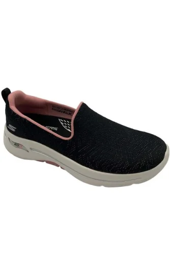 Skechers GOwalk Arch Fit Vegan Washable Mesh Slip-Ons Ocean Black/Pink
