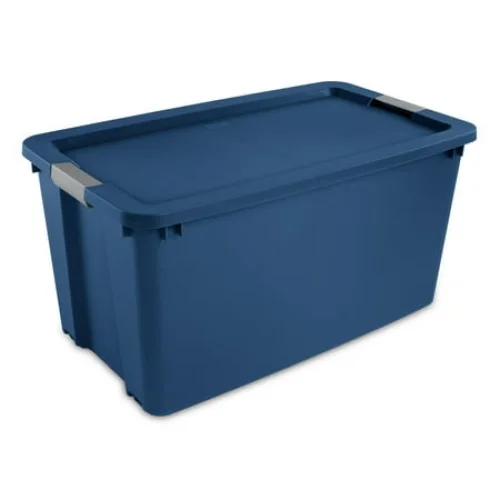 Sterilite 45 Gallon Extra-Large Wheeled Storage Bin, Plastic Storage Container with Latch Lid & Wheels, Blue