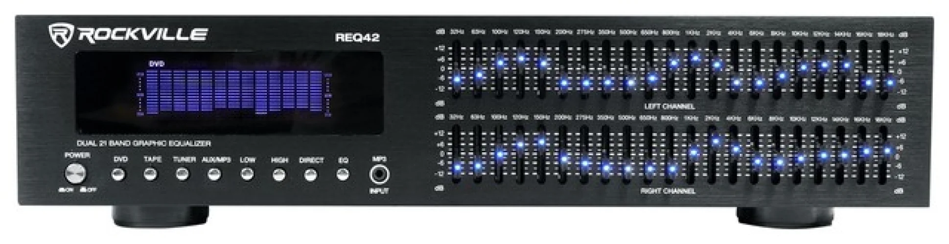Rockville REQ42-B Black 19" 2 x 21 Band Graphic Equalizer