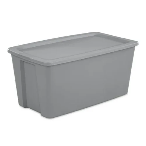 Sterilite Extra Large Storage Bin, 50 Gallon Durable Plastic Storage Tote with Snap-On Lid, Gray