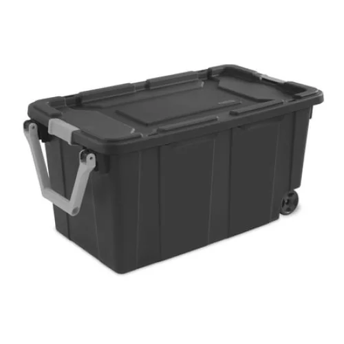 Sterilite 40 Gallon Extra-Large Wheeled Industrial Storage Bin, Gray Plastic Container with Latch Lid