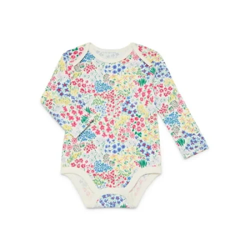 Wonder Nation Baby Girls Bodysuit with Long Sleeves, Sizes 0-24 Months