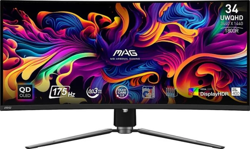MSI MAG 341CQP QD-OLED 34" UWQHD Gaming Monitor, 175Hz/0.03ms HDR 400