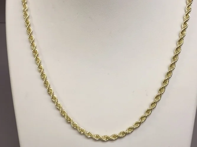 14k Yellow Gold 18" Solid ROPE Pendant Link Chain/Necklace 4mm 19 grams