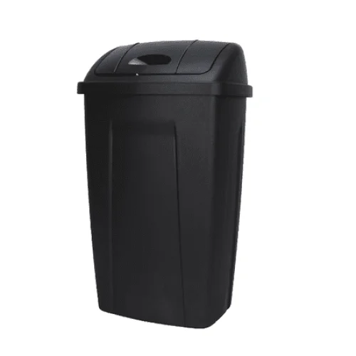 Mainstays Kitchen Trash Can, 13 Gallon Plastic Garbage Bin with Swing Top Lid, Black