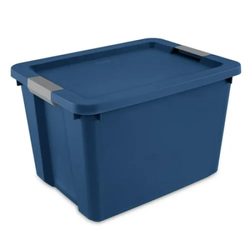 Sterilite 20 Gallon Large Storage Bin, Plastic Storage Container with Latch Lid, Blue