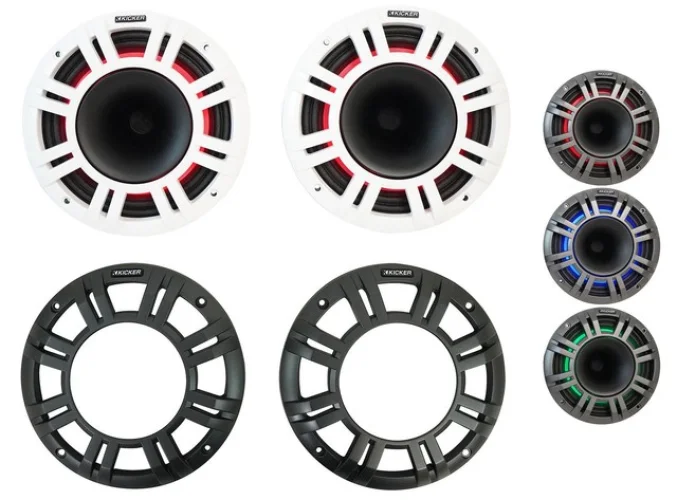 Pair KICKER 48KMXL84 8" 500 Watt Marine Boat Horn Loaded Speakers w/LED KMXL8