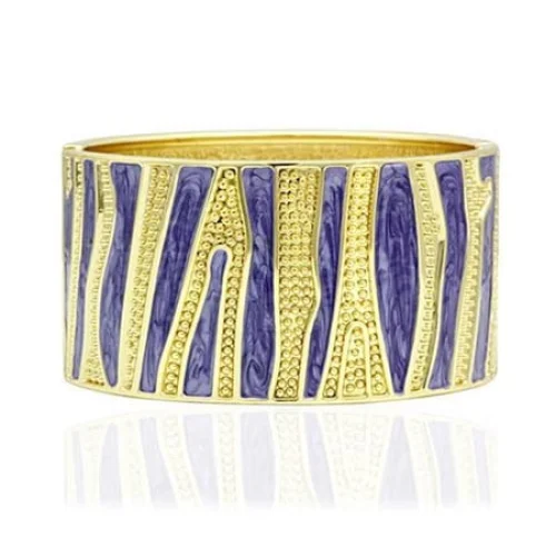 Women Flash Gold White Metal Bangle with Epoxy in No Stone - 7 in.