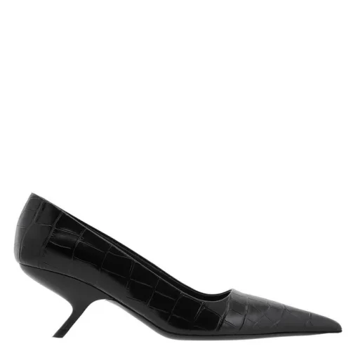Ferragamo Eva 55 Croc-Embossed Leather Pumps