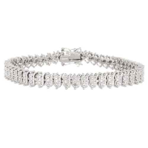 Amy and Annette 18K White Gold Plated Simulated Diamond Tennis Bracelet, 7.5 Inch Jewelry