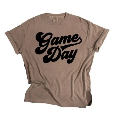 Women's Simply Sage Market Game Day Retro Puff Print Short Sleeve Tee - Espresso - 2XL