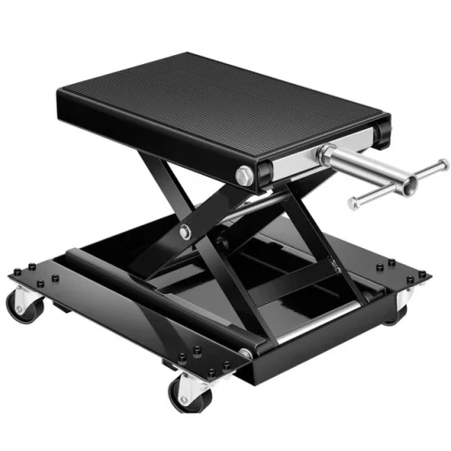 Motorcycle Lift ATV Scissor Jack Dolly 1100 pounds w/Wide Deck & Hand Crank