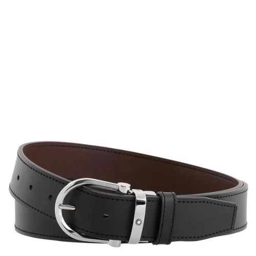 MontBlanc Reversible Leather Belt with Horseshoe Buckle