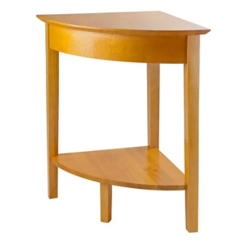 Winsome Studio Corner Table - Honey with Shelf for Kitchen, Bathroom, or Any Room
