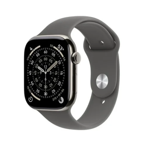 Apple Watch Series 11 GPS + Cellular 46mm Smartwatch with Titanium Case and Stone Gray Sport Band - S/M