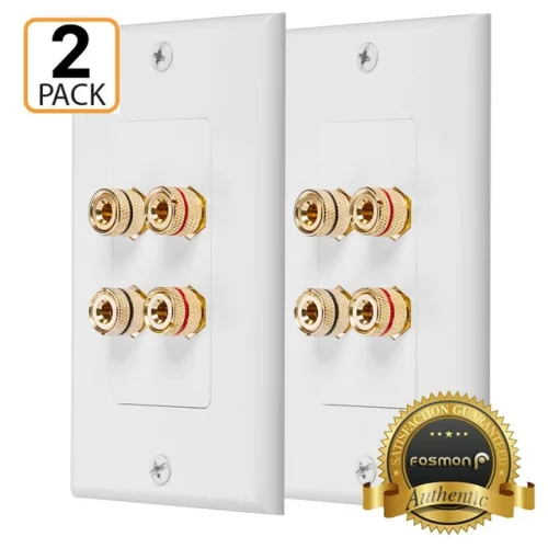 2 Pack Gold Plated Speaker Wall Plate, Home Theater Audio Wall Plate