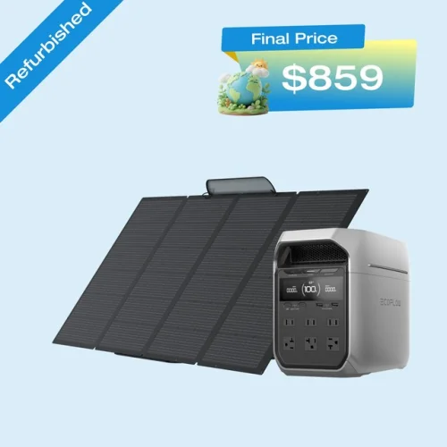Refurbished EcoFlow DELTA 3 Plus 1024Wh Portable Power Station + 400W Solar Panel