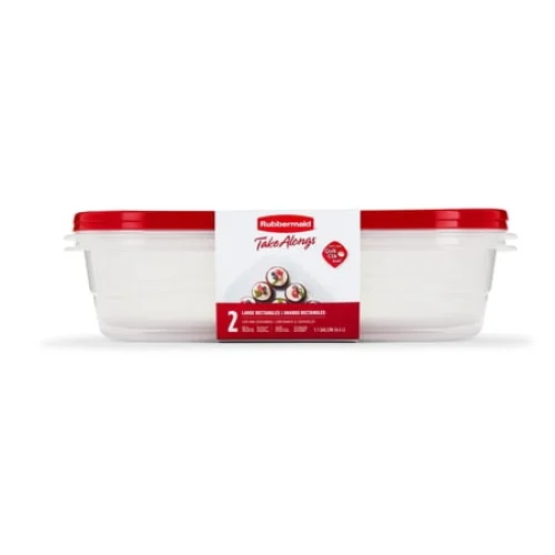 2-Pack Rubbermaid TakeAlongs 1-Gallon Red Plastic Food Storage Containers - Large Rectangular