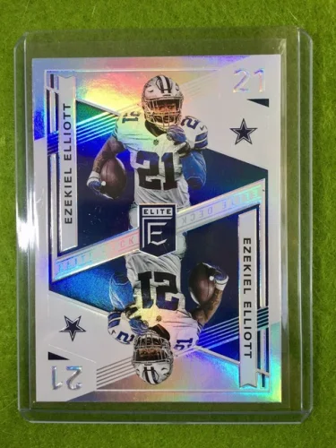 EZEKIEL ELLIOTT PRIZM CARD JERSEY #21 REFRACTOR COWBOYS 2019 Donruss ELITE DECK - Refurbished
