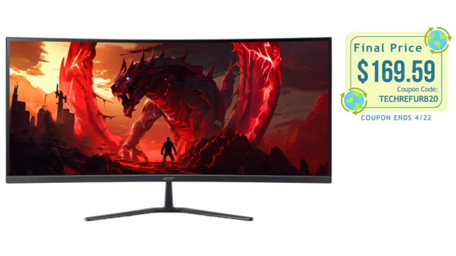 Refurbished Acer Nitro ED340CUR X 34" Curved Monitor - 3440x1440, 200Hz, 1ms