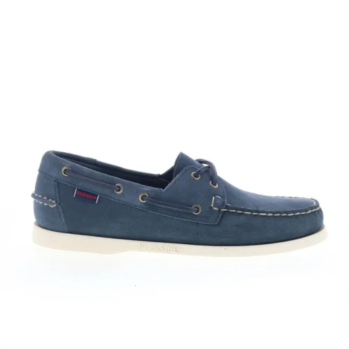Sebago Portland Flesh Out Mens Blue Suede Loafers & Slip Ons Boat Shoes