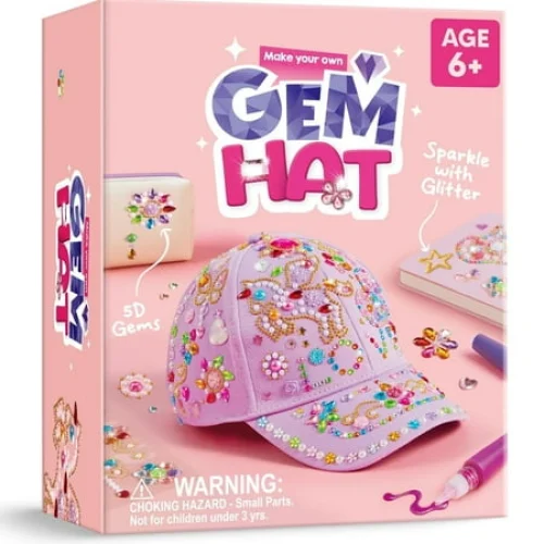 Joyfy Purple Baseball Cap Gem Art Set for Kids Ages 8-12, Creative Arts and Crafts Gift