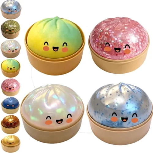 Dumpling Squishies Toys, Giant Glitter Dumpling, Colorful Dumplings Stress Balls Fidget Sensory Toys