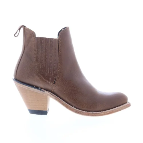 Jama Old West 18156 Women's Brown Leather Slip On Cowboy Western Boots