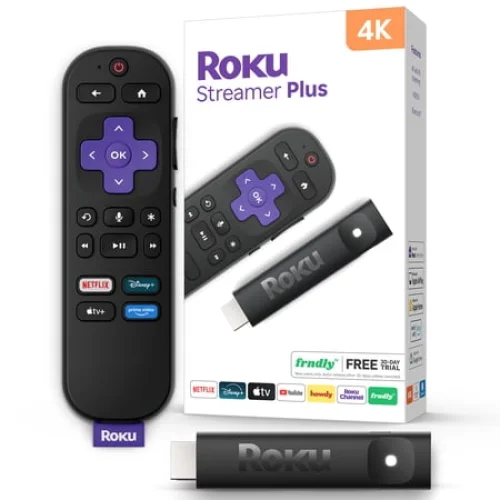 Roku Streamer Plus 2025 - 4K & HDR Roku Streaming Device for TV with Voice Remote