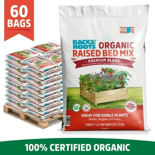 Back to the Roots Organic Raised Bed Mix Pallet, 60 1 cu. ft. bags, 1900lb