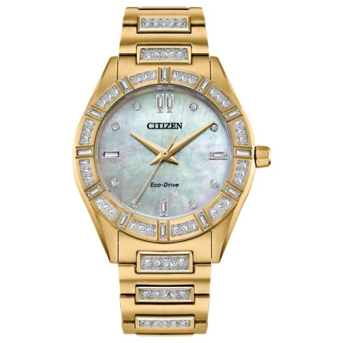Citizen Eco-Drive Women's Crystal Collection Gold Watch 34MM EM1022-51D