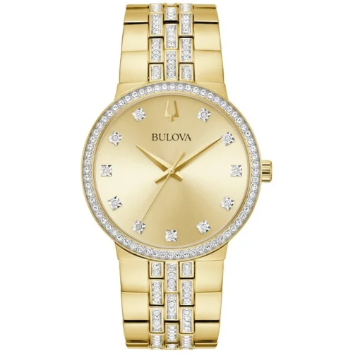 Bulova Men's Crystal Collection Quartz Gold Stainless Steel Watch 40 MM 98K113