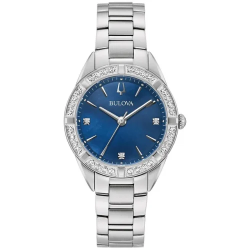 Bulova Women's Classic Quartz Gemmed Silver Stainless Steel Watch 35 MM 96R243