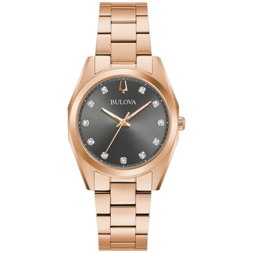 Bulova Women's Quartz Diamond Accent Rose Gold Stainless Steel Watch 31MM 97P156