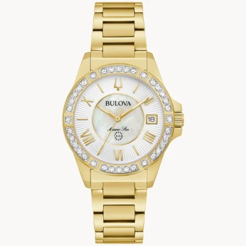 Bulova Marine Star Women's Quartz Gold-tone Diamond Accent 32MM Watch 98R294
