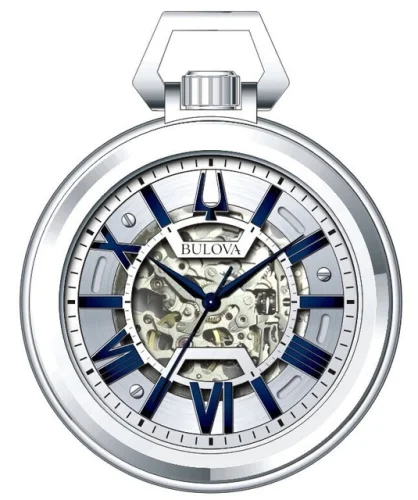 Bulova Men's Classic Automatic Skeleton Silver Stainless Steel Watch 50MM 96A304