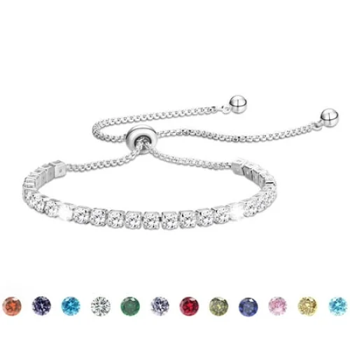 Sterling Silver Plated Tennis Bracelets for Women Girls CZ April Birthstone Jewelry Gifts