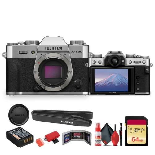 FUJIFILM X-T30 III Mirrorless Camera (Silver) Bundle With 64GB Memory Card