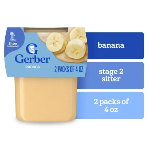 Gerber Stage 2 Baby Food, Banana Puree Tubs, Baby Puree, 2PK 8 oz