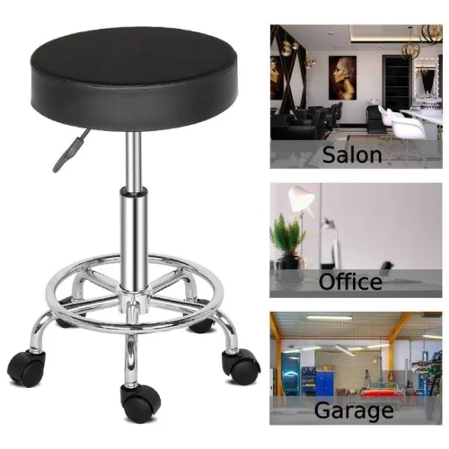 Rolling Garage Stool Adjustable Mechanic Work Shop Salon Swivel Seat with PU Leather