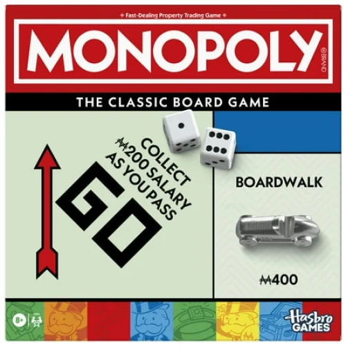 Monopoly Board Game, Classic Family Game with Storage Tray and Larger Tokens for Ages 8+