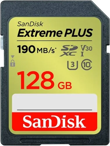 SANDISK 128GB Extreme PLUS SDXC UHS-I Memory Card, Read/Write Speeds Up to 190/90MB/s