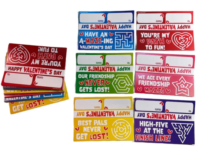 48-pk Valentine's Day Cards/Gift Tags - 6 Designs - 3.5x5" Foldable