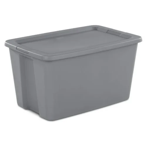 Sterilite 30 Gallon Extra-Large Storage Bin with Snap-On Lid, Durable Plastic Container, Gray