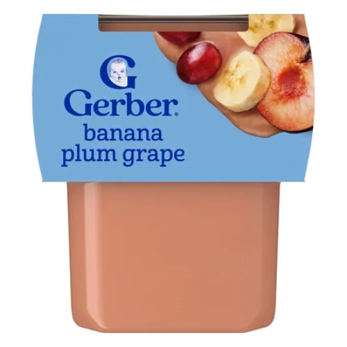 2PK Gerber Stage 2 Baby Food, Banana Plum Grape Puree Tubs, 8 oz Baby Puree for 6+ Months