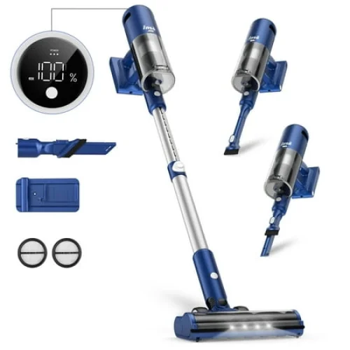 INSE Lightweight Cordless Stick Vacuum with 30Kpa Suction, 60 Mins Runtime for Carpet, Tile, and Pet Hair