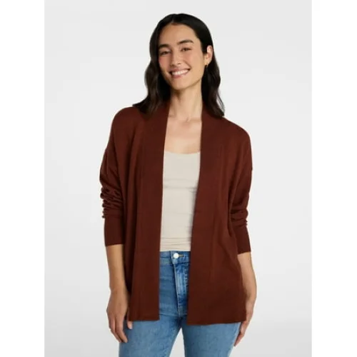 Time and Tru Open Front Cardigan Missy, Size XS to XXXL, Cashmere-Like Yarn